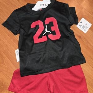 Jordan Black and Red Short Sleeve Tee